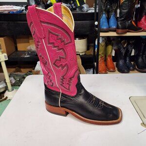 Anderson Bean Women's 6.5b Square Toe Black Foot; Hot Pink Shaft